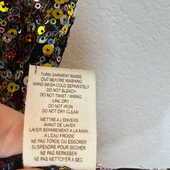 Free People Sequin Mini Slip Dress Gold Black Party Cocktail Small - Picture 10 of 11